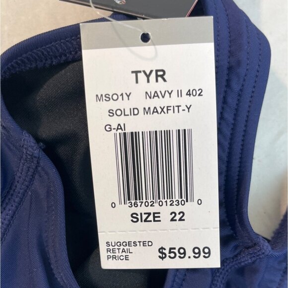TYR Womens Navy Maxfit Swimsuit Size 22 Chlorine Resistant UPF 50+ Recycled Mate - Picture 5 of 7